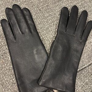 Lands' End Black Leather Gloves